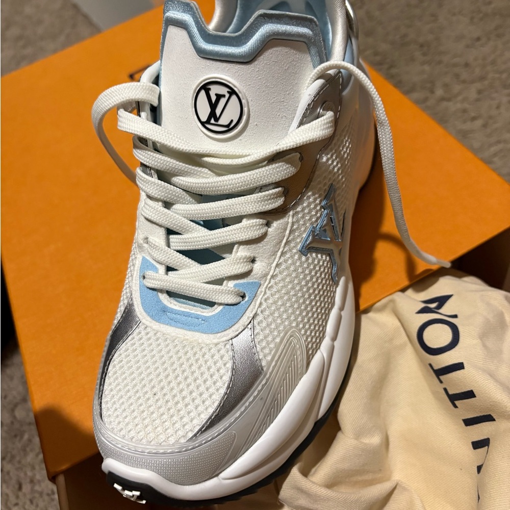Louis Vuitton White and Light Blue Sneakers - Picture 2 of 4
